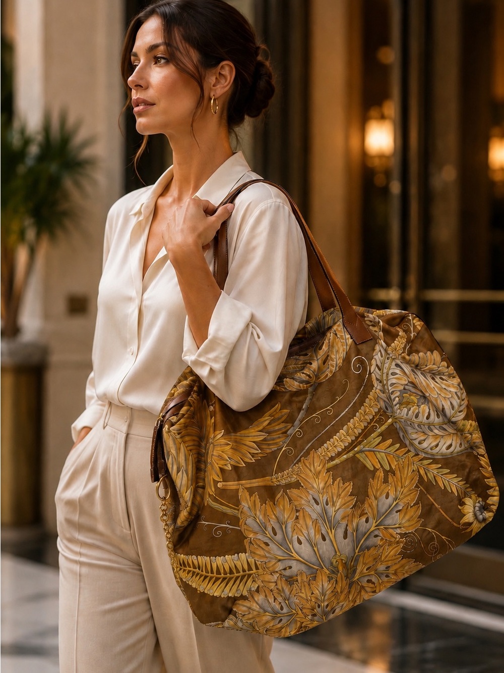 Salvatore Ferragamo Fiera Carnival Botanical Tote Bag AU-21 5279 Italy.
